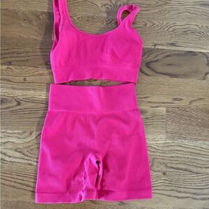 Vibrant Pink Ribbed Activewear Set